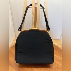 Vintage JR Black Fabric Purse with attached Coin Purse and Glove Clip